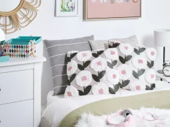 Online Beliani Set di 2 cuscini KUNRI Cotone 45 x 45 cm Multicolore Trama floreale Bianco Rosa Verde