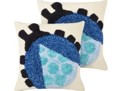 Clearance Beliani Set di 2 cuscini LADYBIRD Cotone 45 x 45 cm Multicolore