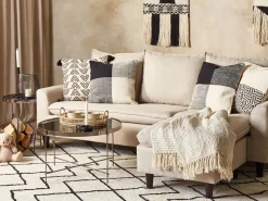 Beliani Set di 2 cuscini LAELIA Cotone 45 x 45 cm Nero Patchwork Beige Nero