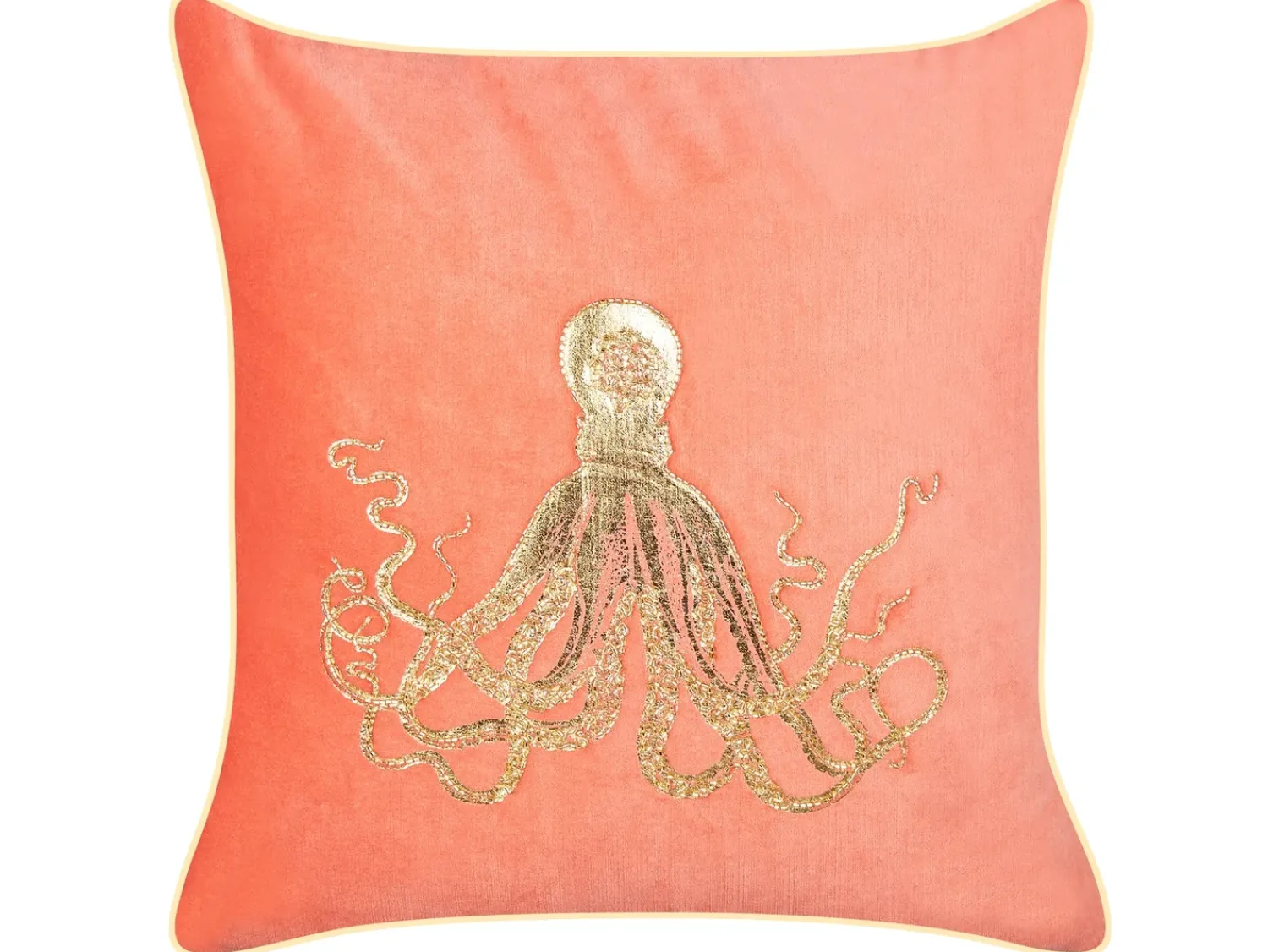 Hot Beliani Set di 2 cuscini LAMINARIA Velluto 45 x 45 cm Corallo Trama animale Oro Rosso