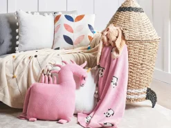 Best Beliani Set di 2 cuscini LAMMI Cotone 45 x 45 cm Rosa Unicorno Giallo Nero Rosa