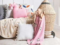 Best Beliani Set di 2 cuscini LAMMI Cotone 45 x 45 cm Rosa Unicorno Giallo Nero Rosa