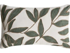New Beliani Set di 2 cuscini LANSIUM Cotone 30 x 50 cm 45 x 45 cm Bianco Trama di piante Bianco Verde