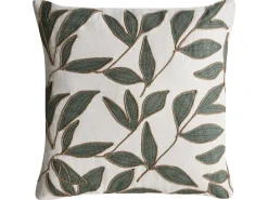New Beliani Set di 2 cuscini LANSIUM Cotone 30 x 50 cm 45 x 45 cm Bianco Trama di piante Bianco Verde