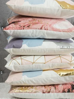 New Beliani Set di 2 cuscini LANTANA 45 x 45 cm Rosa Effetto marmo Bianco Rosa Oro
