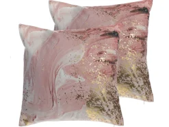 New Beliani Set di 2 cuscini LANTANA 45 x 45 cm Rosa Effetto marmo Bianco Rosa Oro
