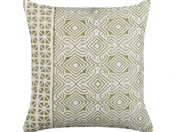 Outlet Beliani Set di 2 cuscini LARICS Cotone 45 x 45 cm Verde Trama orientale Bianco Verde
