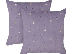 Online Beliani Set di 2 cuscini LAVATERA 45 x 45 cm Trama floreale Viola