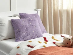 Online Beliani Set di 2 cuscini LAVATERA 45 x 45 cm Trama floreale Viola