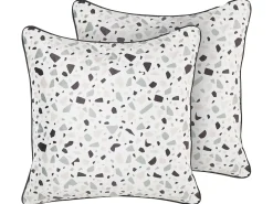 New Beliani Set di 2 cuscini LAVENDER Velluto 45 x 45 cm Bianco Motivo Effetto terrazzo Bianco Grigio Nero Multicolore
