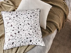 New Beliani Set di 2 cuscini LAVENDER Velluto 45 x 45 cm Bianco Motivo Effetto terrazzo Bianco Grigio Nero Multicolore