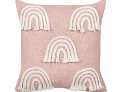 Online Beliani Set di 2 cuscini LEEA Cotone 45 x 45 cm Rosa pastello Bianco Rosa