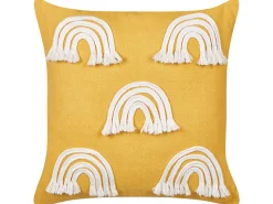 Beliani Set di 2 cuscini LEEA Cotone 45 x 45 cm Giallo Bianco Giallo