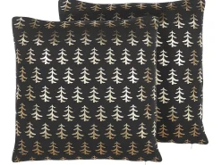 Online Beliani Set di 2 cuscini LEROY Cotone 45 x 45 cm Nero Modello natalizio Oro Nero
