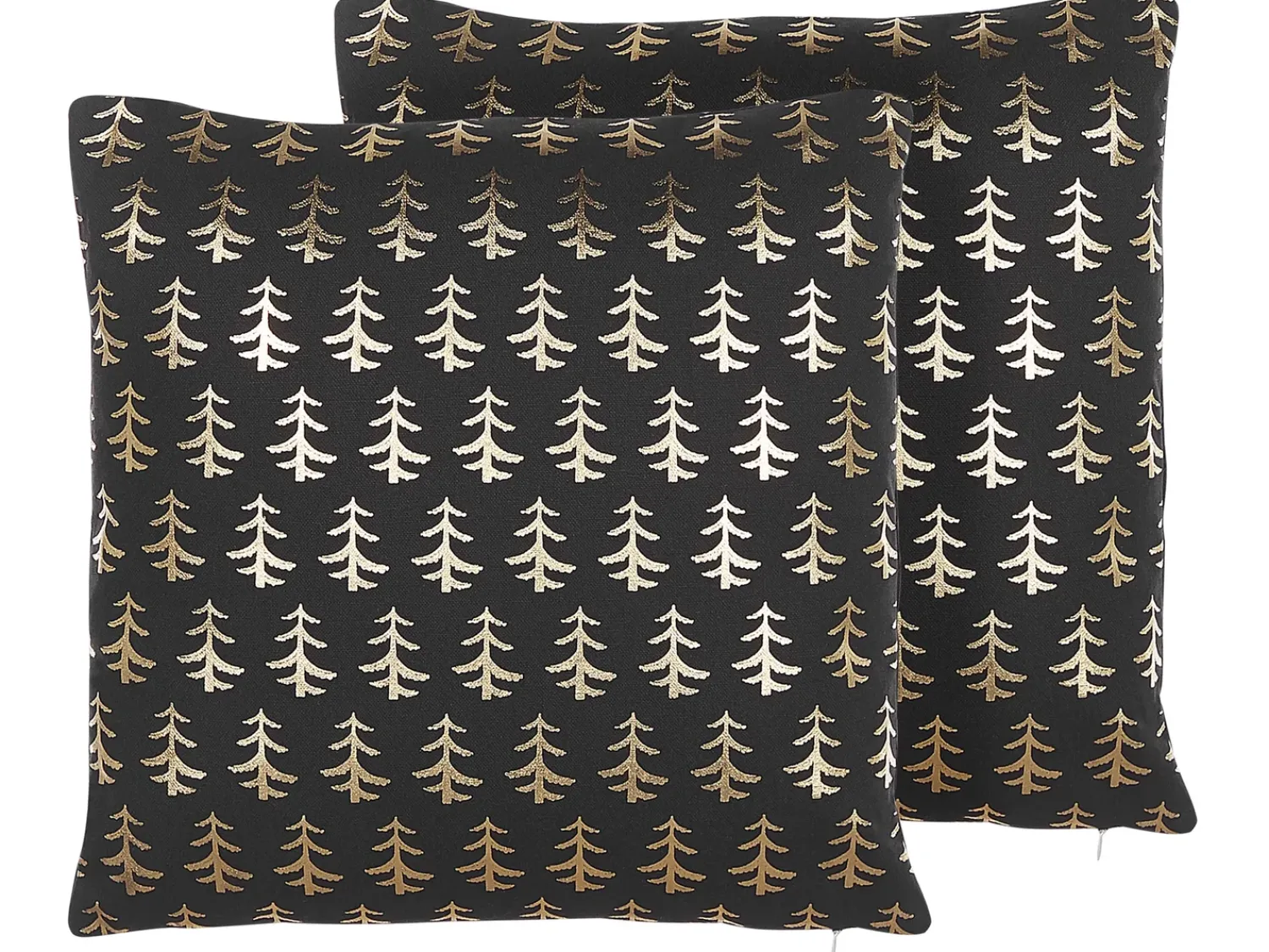 Online Beliani Set di 2 cuscini LEROY Cotone 45 x 45 cm Nero Modello natalizio Oro Nero