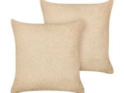 Beliani Set di 2 cuscini LEUZEA Bouclé 45 x 45 cm sabbia Tinta unita Beige