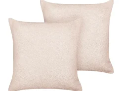 Discount Beliani Set di 2 cuscini LEUZEA Bouclé pastello Tinta unita Rosa