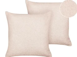 Discount Beliani Set di 2 cuscini LEUZEA Bouclé pastello Tinta unita Rosa