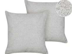 Discount Beliani Set di 2 cuscini LEUZEA Bouclé 45 x 45 cm Tinta unita Grigio