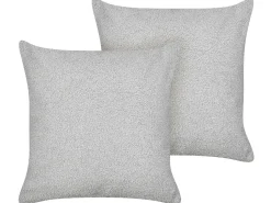 Discount Beliani Set di 2 cuscini LEUZEA Bouclé 45 x 45 cm Tinta unita Grigio