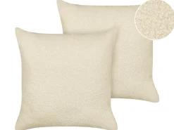 Discount Beliani Set di 2 cuscini LEUZEA Bouclé 60 x 60 cm Tinta unita Beige