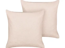 Beliani Set di 2 cuscini LEUZEA Bouclé pastello Tinta unita Rosa