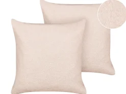 Beliani Set di 2 cuscini LEUZEA Bouclé pastello Tinta unita Rosa