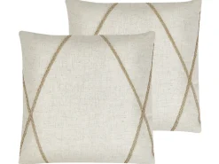Beliani Set di 2 cuscini LICUALA 45 x 45 cm Trama geometrica Beige