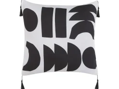 Clearance Beliani Set di 2 cuscini LIRIOPE Nero/Bianco Trama geometrica Bianco Nero