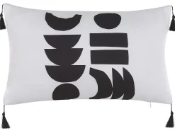 Outlet Beliani Set di 2 cuscini LIRIOPE Nero/Bianco Trama geometrica Bianco Nero