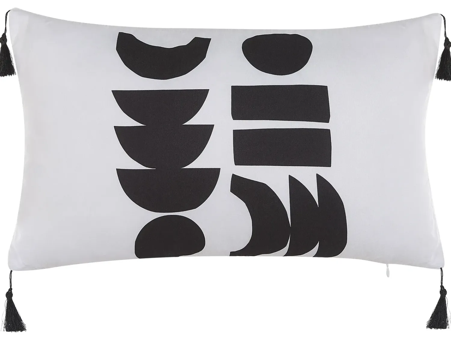 Outlet Beliani Set di 2 cuscini LIRIOPE Nero/Bianco Trama geometrica Bianco Nero