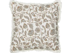 Outlet Beliani Set di 2 cuscini LIVISTONA Cotone 45 x 45 cm Bianco Trama floreale Bianco Grigio