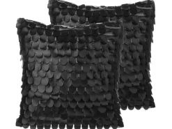 Best Beliani Set di 2 cuscini LOBELIA Pelle sintetica 45 x 45 cm Nero Tinta unita Bianco Nero