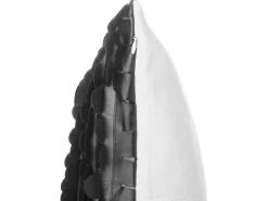 Best Beliani Set di 2 cuscini LOBELIA Pelle sintetica 45 x 45 cm Nero Tinta unita Bianco Nero