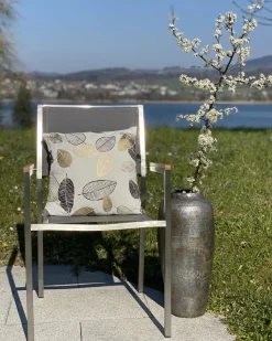 Hot Beliani Set di 2 cuscini LOTUS Cotone 45 x 45 cm Trama di piante Bianco Oro Nero