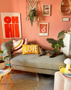 New Beliani Set di 2 cuscini LOVE Cotone 30 x 50 cm Giallo