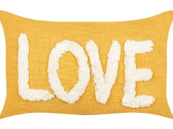 New Beliani Set di 2 cuscini LOVE Cotone 30 x 50 cm Giallo