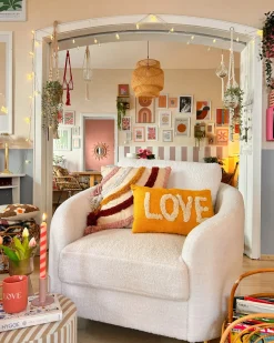 New Beliani Set di 2 cuscini LOVE Cotone 30 x 50 cm Giallo