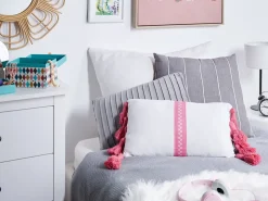 Hot Beliani Set di 2 cuscini LOVELY Cotone 30 x 50 cm Bianco Rosa