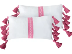 Hot Beliani Set di 2 cuscini LOVELY Cotone 30 x 50 cm Bianco Rosa