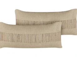 Beliani Set di 2 cuscini LUINA Iuta 30 x 70 cm Tinta unita Beige