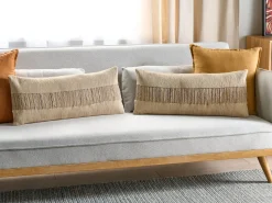 Beliani Set di 2 cuscini LUINA Iuta 30 x 70 cm Tinta unita Beige