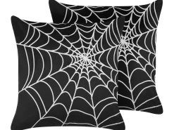 Outlet Beliani Set di 2 cuscini LYCORIS Velluto 45 x 45 cm Nero Trama astratta Bianco Nero