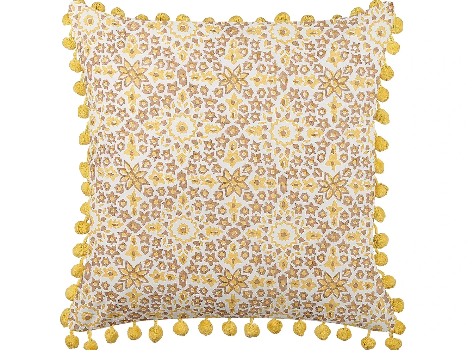 Beliani Set di 2 cuscini LYCROIS Cotone 45 x 45 cm Giallo Trama floreale Bianco Giallo Marrone