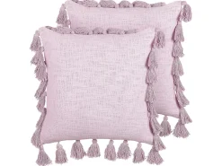 New Beliani Set di 2 cuscini LYNCHIS Cotone 45 x 45 cm Rosa
