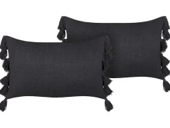 Hot Beliani Set di 2 cuscini LYTHRUM Cotone 45 x 45 cm scuro Tinta unita Grigio