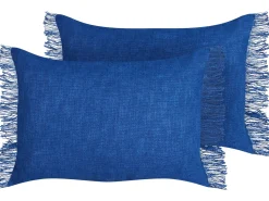 Online Beliani Set di 2 cuscini MABA Cotone 50 x 35 cm marino Tinta unita Blu
