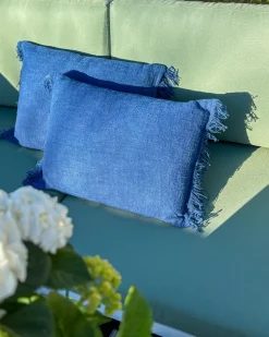 Online Beliani Set di 2 cuscini MABA Cotone 50 x 35 cm marino Tinta unita Blu