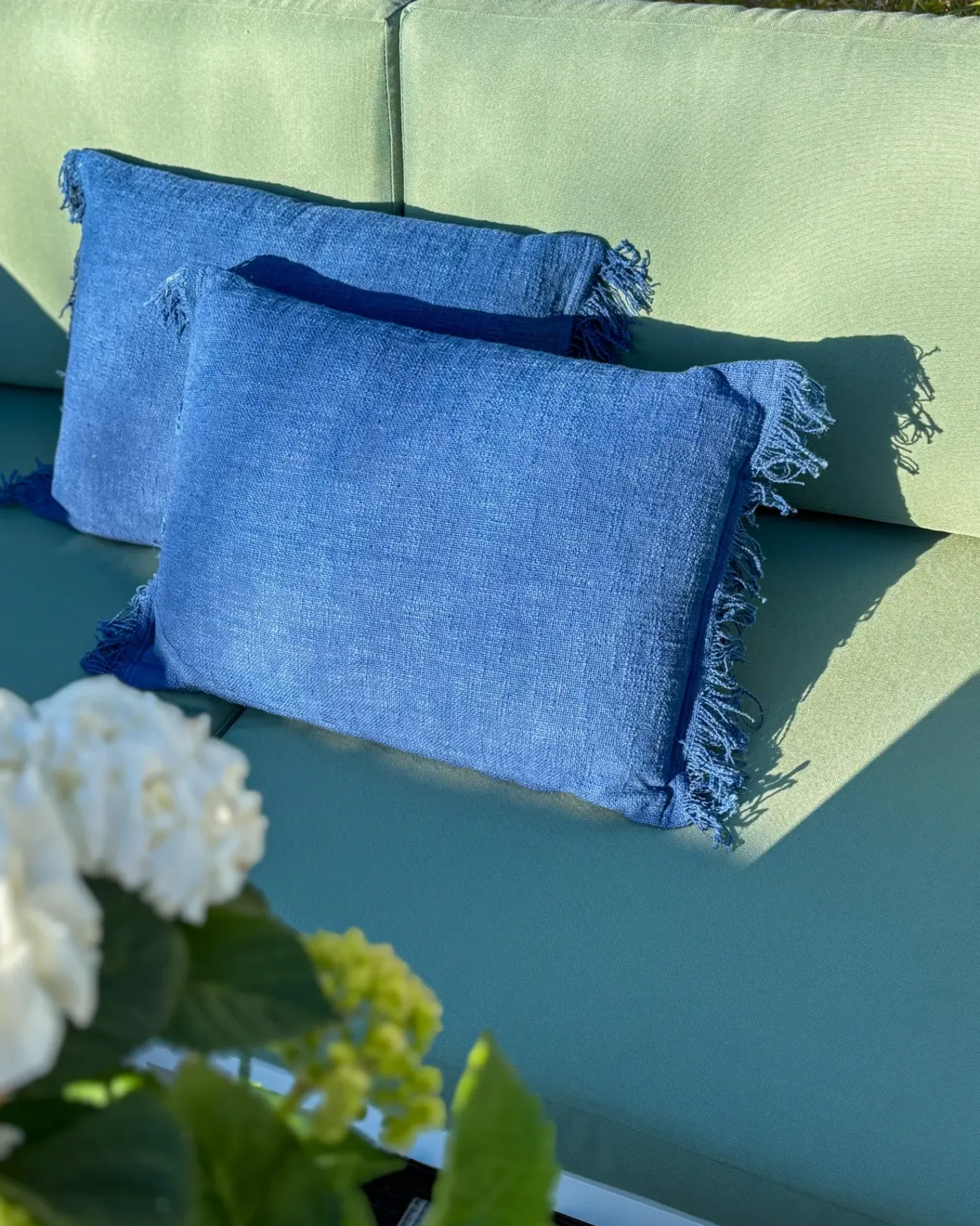 Online Beliani Set di 2 cuscini MABA Cotone 50 x 35 cm marino Tinta unita Blu