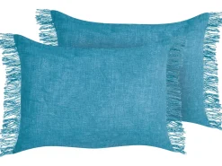 Hot Beliani Set di 2 cuscini MABA Cotone 50 x 35 cm Tinta unita Blu